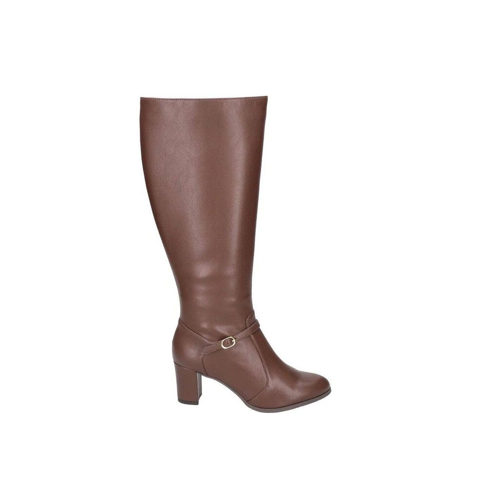 Easy Street Womens 11 WW Brown Missy Plus Block Heel Knee High Boots NIB JA4